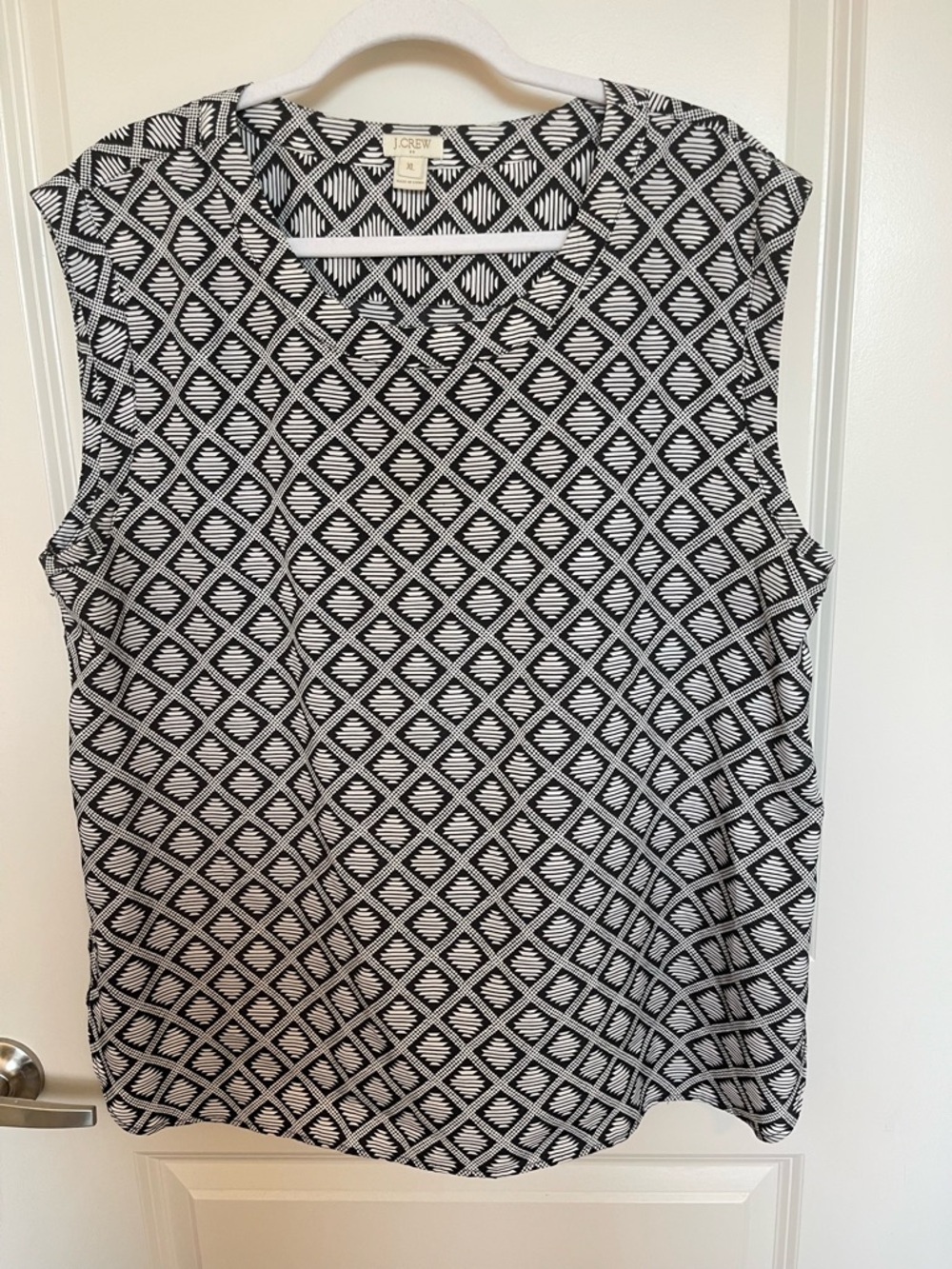 J. Crew Black & White Diamond-Print Sleeveless Camisole